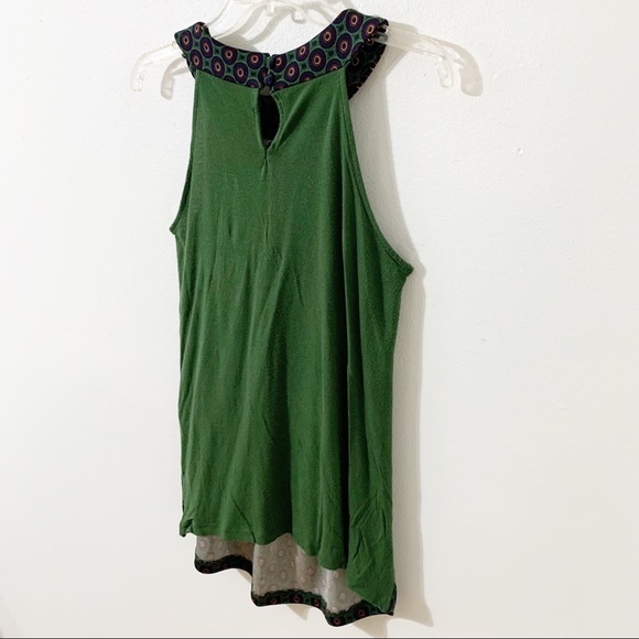 Outback Red Mixed Medium Sleeveless Geometric Print Blouse Keyhole Back w Button - Picture 4 of 11